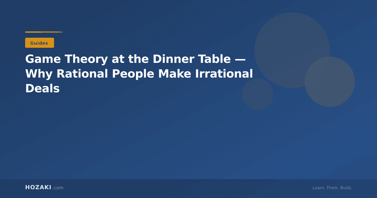 A dinner table with chess-like strategic elements representing game theory concepts in everyday decisions