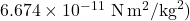 \(6.674 \times 10^{-11}\ \text{N}\,\text{m}^2/\text{kg}^2\))