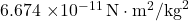 $6.674 \times 10^{-11} \,\text{N}\cdot\text{m}^2/\text{kg}^2$