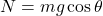 \(N = mg \cos \theta\)
