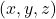 \((x, y, z)\)