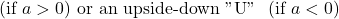 (\text{if } \( a > 0 \)) \text{or an upside-down "U" } (if \( a < 0 \))